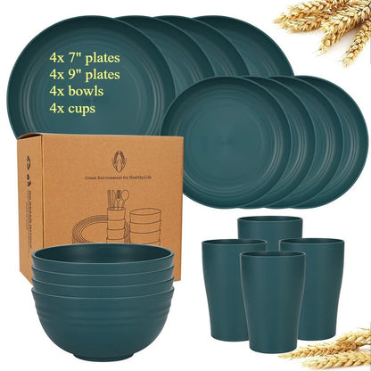 16-Piece Wheat Straw Dinnerware Set