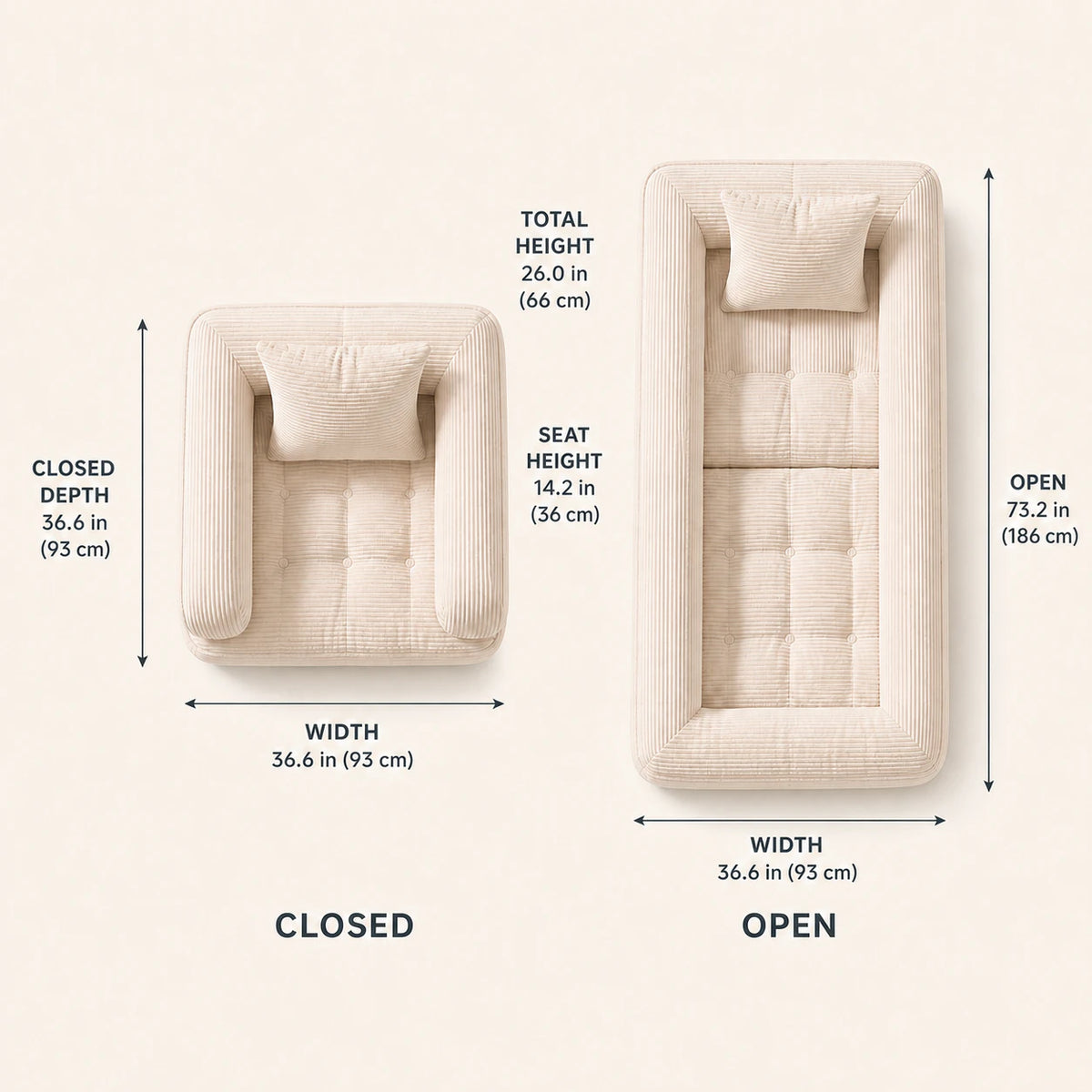 Dorevanna sofa — canonical dimensions