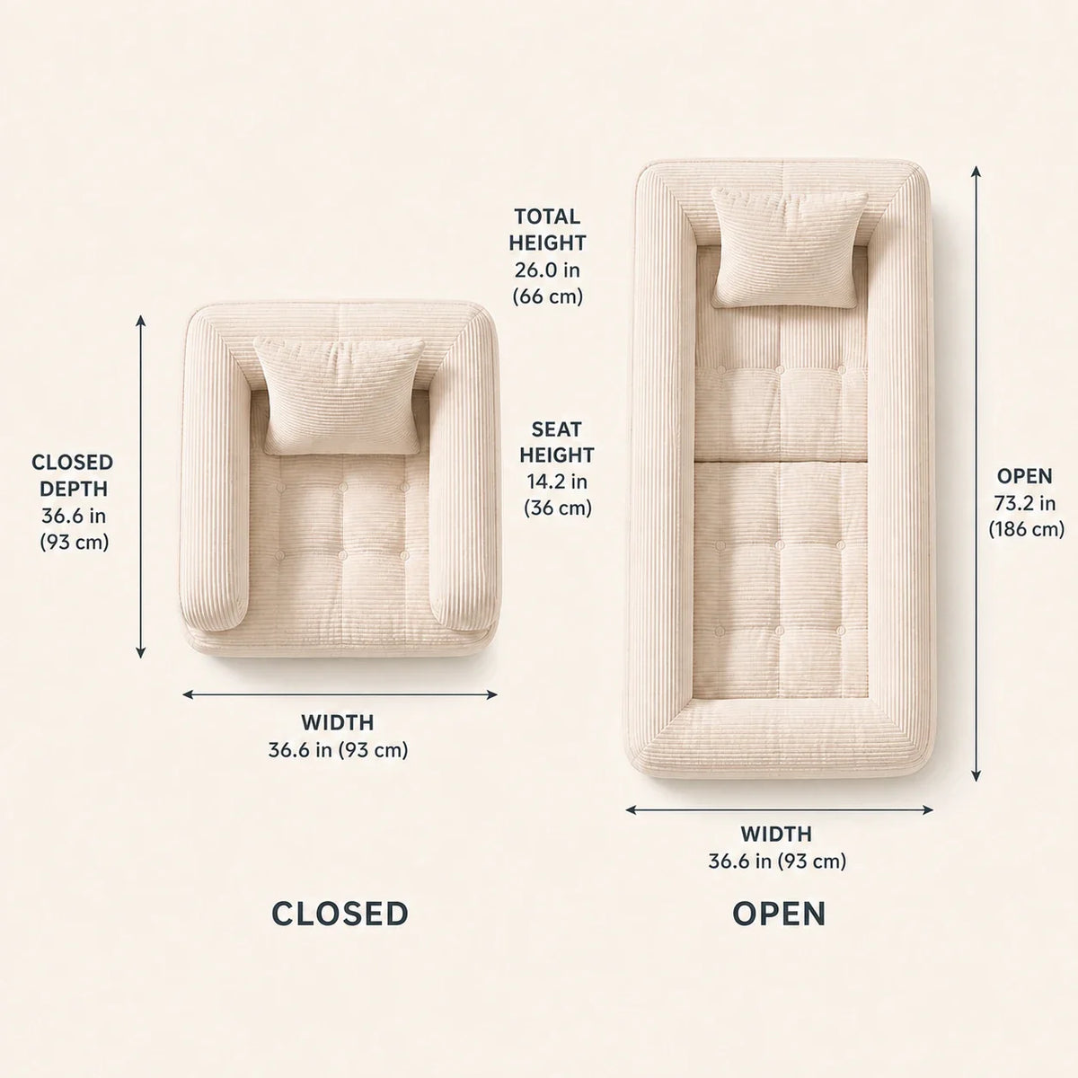 dorevanna foldable sofa bed canonical dimensions