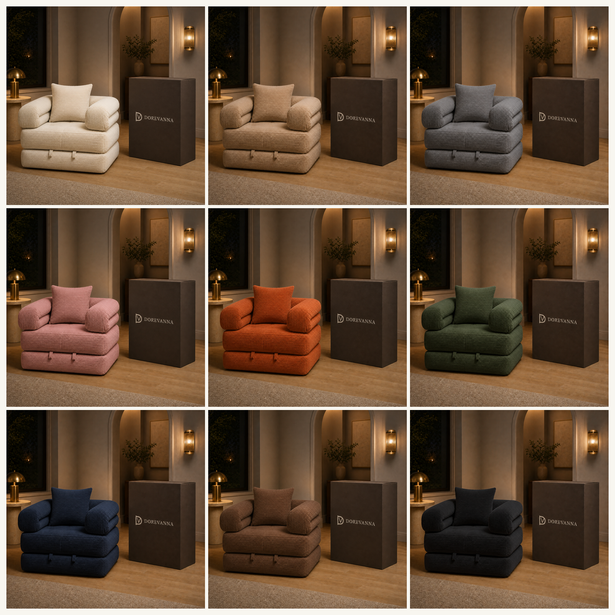 Dorevanna sofa — nine color overview