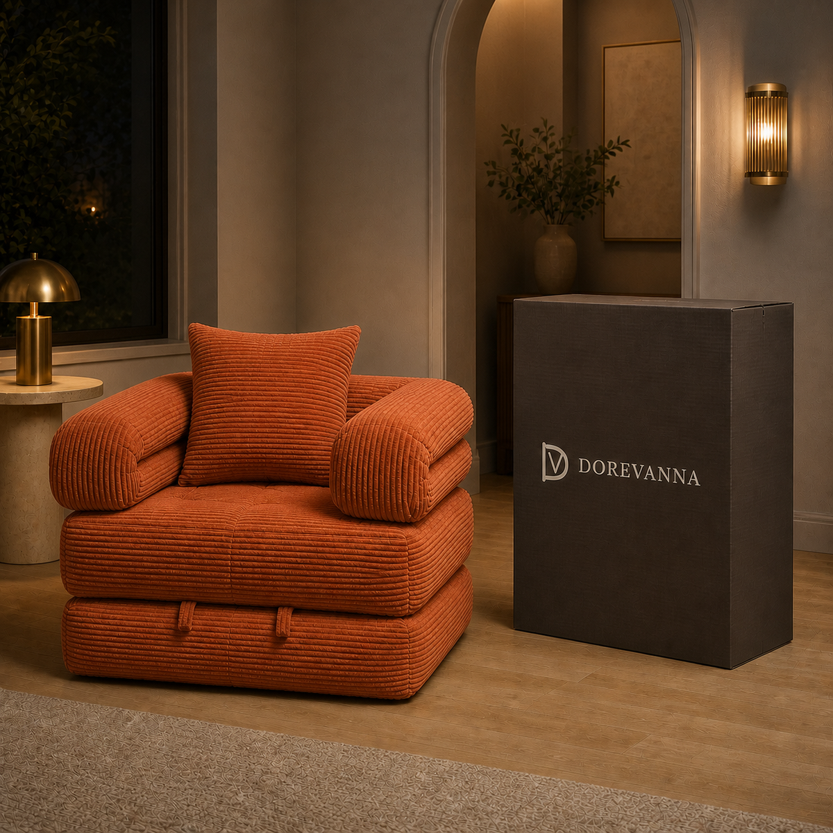 dorevanna foldable sofa bed variant orange
