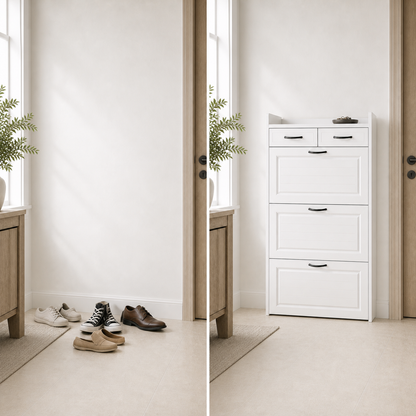 dorevanna shoe cabinet entryway before after