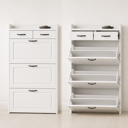 dorevanna shoe cabinet organized storage closed open