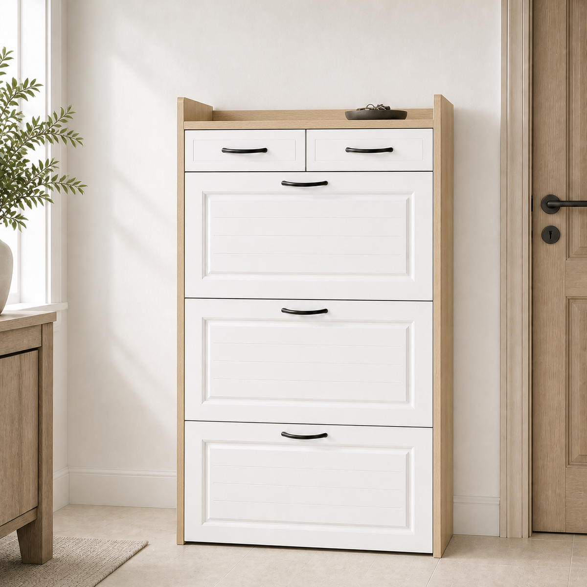 dorevanna shoe storage cabinet variant natural wood